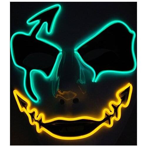 New Designer EL Wire Mask Cosplay Party Supplies Horror Smiling Face Joker Mask For Halloween Carnival