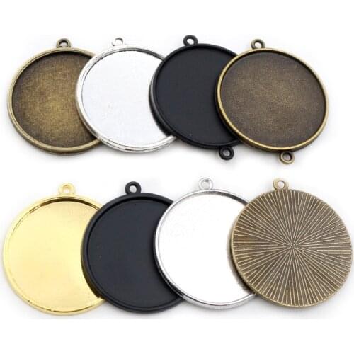 10pcs/Lot 30mm Inner Size 6 Colors Plated Classic Style Cabochon Base Setting Charms Pendant