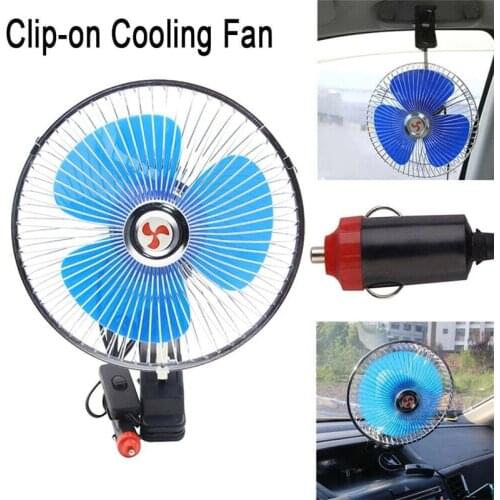 Portable 8Inch 12V Cooling Oscillating Car Fan Auto Clip-On Vehicle Dashboard Radiator Cooling Fan Vehicle Fan Currency