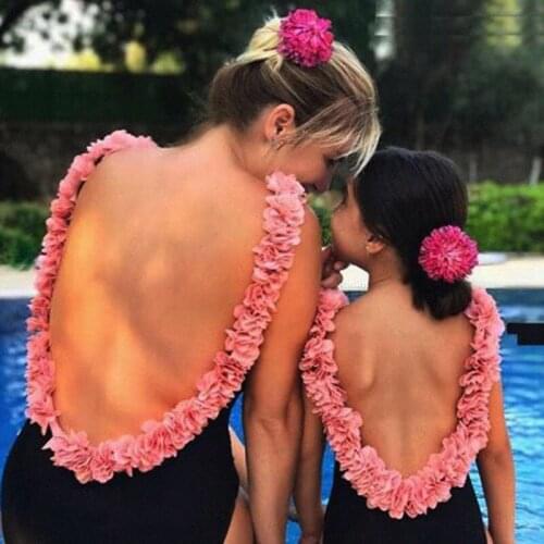 Matching Family Bathing Suits Female Children Baby Kid Swimwear Mother Girl Flowers Swimsuit For Mom and Daughter Swimsuits