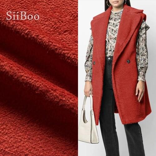 Siiboo high quality luxurious 95% mature alpaca woollen fabric blend with viscose for delux women overcoat for winter sp6359