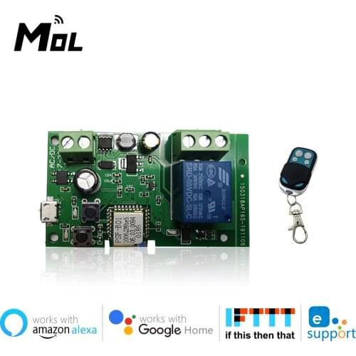 EWeLink Smart Remote Control Wifi wireless Switch Module 1CH DC5V 7-32V 433 Remote Inching Self-locking RF Receive 10A Relays