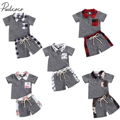 Infant Newborn 0-3Years Baby Girls Boys Clothes Set Short Sleeve Tops Shirt Shorts 2Pcs Summer Clothes Sets