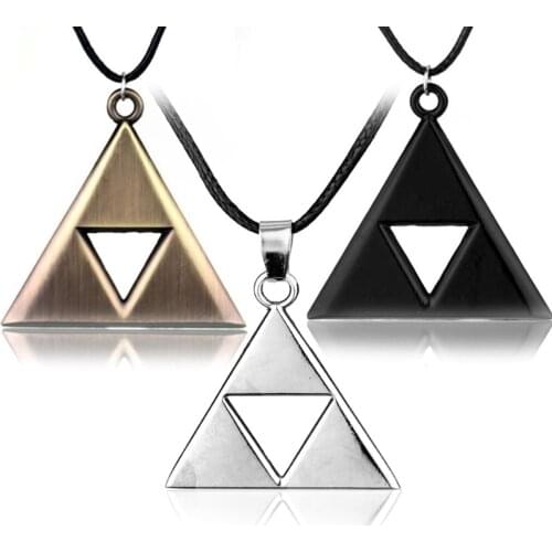 Triangle Necklace Leather Rope Pendants Necklaces Anime Jewelry