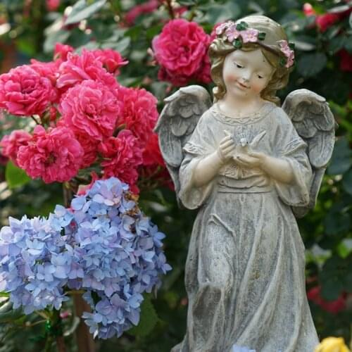 Outdoor Gardening Resin Angel Girl Ornaments Courtyard Garden Sculpture Crafts Lawn Villa Park Statue Furnishing Decoration Art