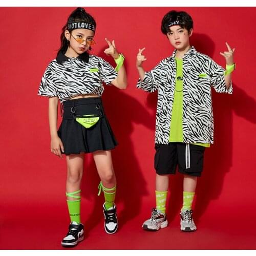 Zebra Hip Hop Dancer Outfit Street Dancewear Cheerleader Uniform Stage Costume Girl Sets Rave Outfit Designer Clothes DL8108