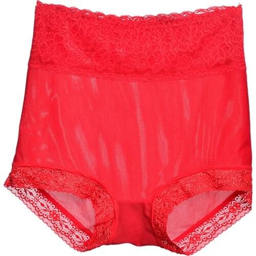 Women Ice Silk See Through Lace Panties High Waist Breathable Stretchy Briefs One Size Lingerie Dropshipping Pink Black Knickers