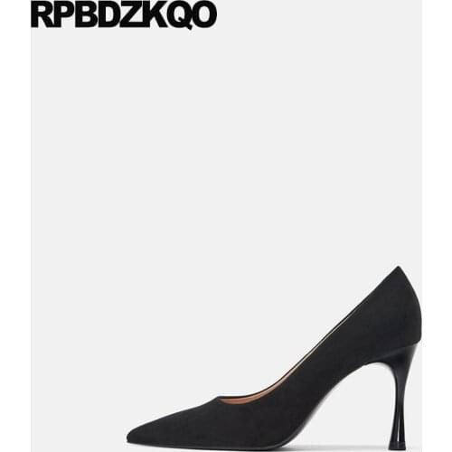 2021 High Heels Pumps Gray Pointed Toe Wine Red Medium Black Big Size 4 34 Thin Ladies Yellow Shoes 33 Slip On Velvet Fashion