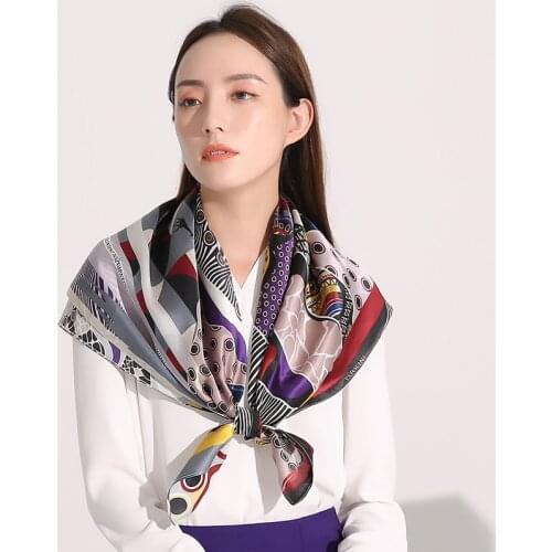 Women 100% Real Silk Square Scarf for Christmas Day Gift Hangzhou Pure Silk Neckscarf Wraps Present Square Silk Scarves Bandanas