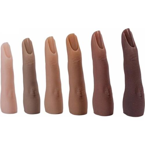 1pc Silicone Nail Art Training Hand Fake Finger Natural Nail Tips Manicure Tool Nail Practice Model Display Finger Bendable