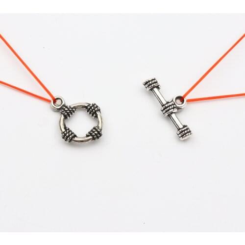 10Sets Antique Silver Round Shape Metal Clasps Hooks Connectors For Making Jewelry Supplies Chains Accessories DIY Wholesale