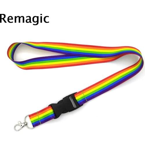 20pcs Homosexuality Rainbow Neck Strap Lanyard keychain Mobile Phone ID Badge Holder Key Chain Keyrings cosplay Accessories Gift