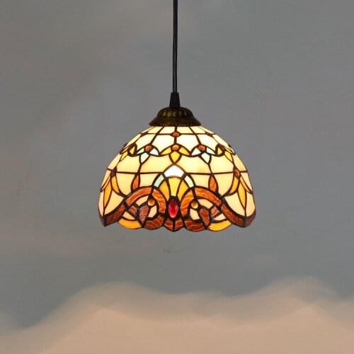 20cm Tiffany Baroque Colored Glass Restaurant Balcony Aisle Corridor Soldering Glass Chandelier Bar Light