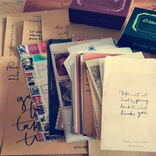 210 Pcs Retro Note Vintag Tags Stationery Stickers Stamp Diy Journal Diary Planner Scrapbooking Material Decoration Cutes Letter