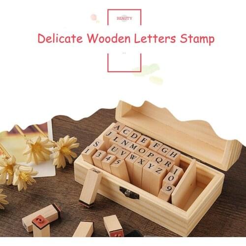 36Pcs/Set Retro Wood Stamp Kit Vintage Letters Numbers Wooden Stamp Set Journal Scrapbooking Planner Diary Stamp