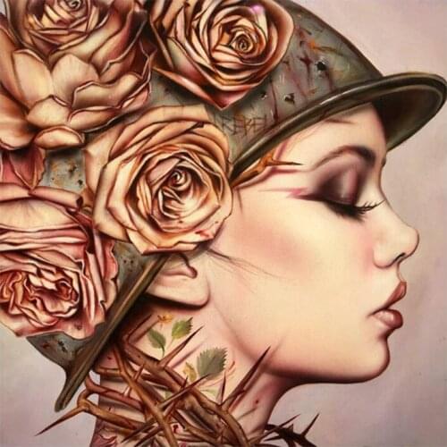 5D DIY Diamond Painting Cartoon Lady and Rose Full Cross Stitch Diamond Embroidery Pattern Diamond Mosaic Home Decor Gifts