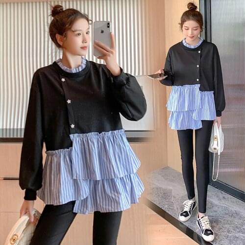 735# Maternity Clothes Spring Autumn Cotton Asymmetric Pregnant Women Suit Clothes for Pregnant Women Pants Suit