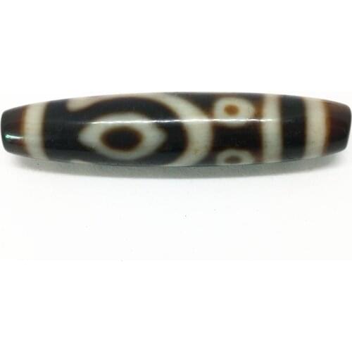 Natural Agate 12mm*55mm Yellow Color 2 Eyes Pattern Amulet Tibetan Dzi Beads for Bracelet and Necklace Making Tibetan Collection