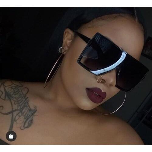 Oversized One Piece Sunglasses Retro Fashion Women Black Shades Men Vintage Flat Top Gradient Sun Glasses Female Trend Glasses