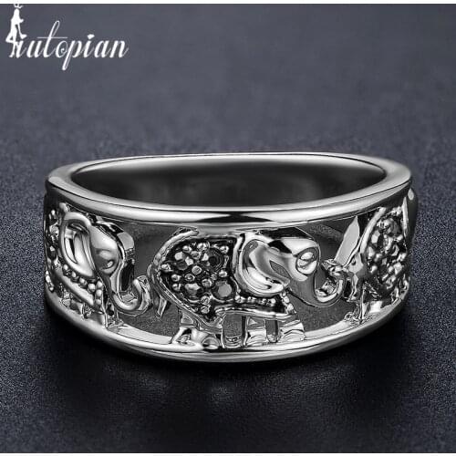 Iutopian Brand Cute Little Elephant Vintage Retro Unqiue Ring Anels For Women Anti Allergy Environmental Metal #J1923