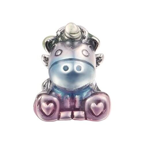 Fits Pandora Bracelets Colourful Rainbow the Unicorn Charm Real 925 Sterling Silver Charms Beads for DIY Jewelry Making rosario
