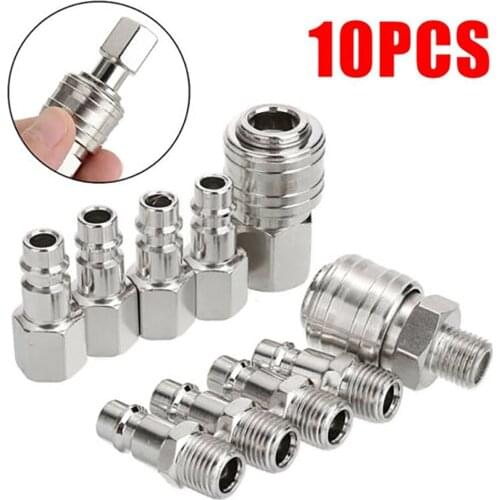 10pcs 1/4 Bsp Euro Air Line Hose Compressor Fitting Connector Quick Release Regulator Quick Couplings For Hoses Pneumatic Tool