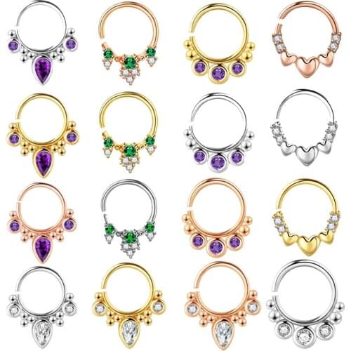 C-shaped Stainless Steel Nose Ring Set Crystal Nose Piercing Hoop Tragus Ear Bone Stud Septum Piercing Body Jewelry