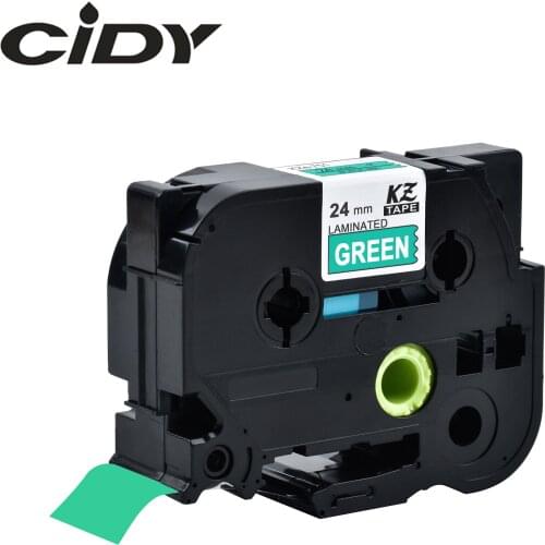 Cidy 1pcs compatible P-touch TZe label tape tz755 tze755 tze 755 tz 755 white on green for brother