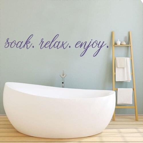 Soak Relax Enjoy Simple Sticker Wall Vinyl Sticker Decal Waterproof Bathroom Decoration Removable A002716