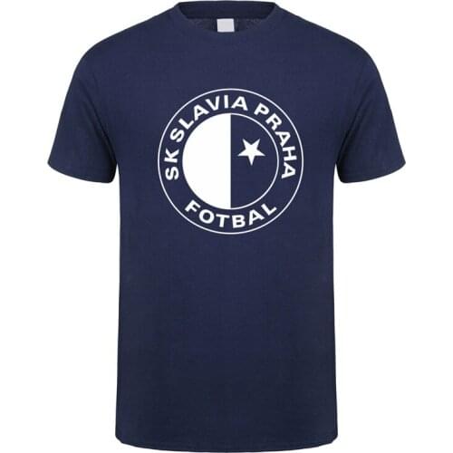 Czech Republic SK Slavia Praha T Shirt Men Summer Short Sleeve Cotton T-shirts Tops Man Tshirt LH-211