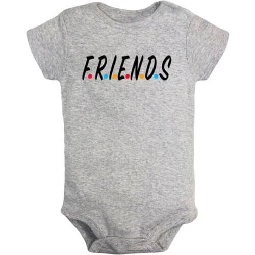 FRIENDS Always Kiss Me Good Night Love Printed Newborn Baby Girl Boys Clothes Short Sleeve Romper Outfits 100% Cotton