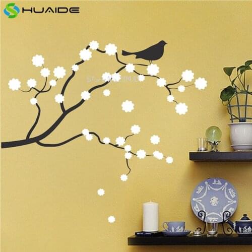 Beautiful Flower Bird on Tree Branch Wall Sticker Home Deocr Living Room Removable Vinyl Wall Art Interior Decal Mural A586