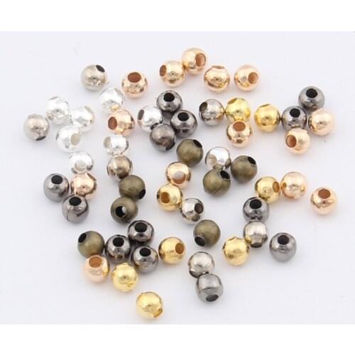 100pcs Iron 3mm 4mm 5mm 6mm Metal Spacer Beads Silver Color Round Loose Big Hole Spacer Beads for DIY Jewelry Making Findings