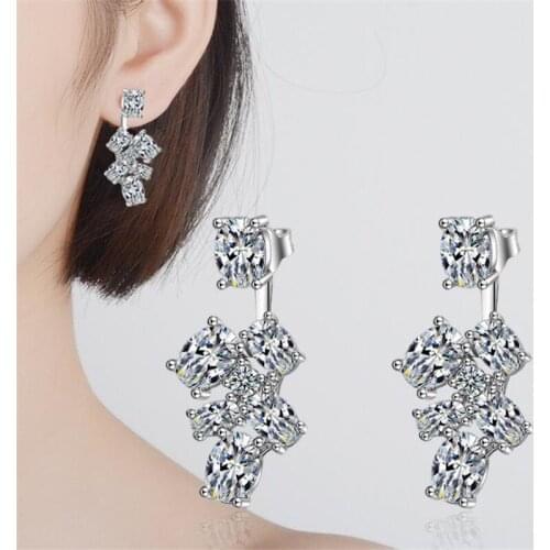 KOFSAC Fashion Ladies Stud Earring Luxury Crystal Stones Cubic Zirconia 925 Sterling Silve Earrings For Women Wedding Jewelry