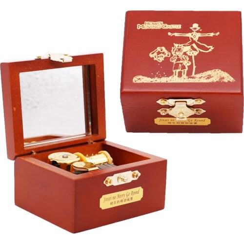 Howls Moving Castle Music Box Carved Wood Musical Box Scarecrow Mucial Gift for Christmas,Birthday,Valentines Day