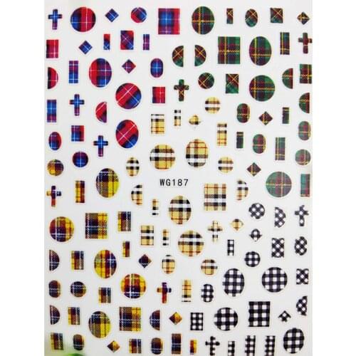 Geometry 3D Nail stickers Colorful Lattice Stripe Sliders for Nails Foil Design Self Adhesive All for Manicure Accessories Tips