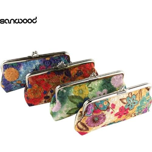 2016 New Womens Coin Purse Cotton Embroidery Flower Handbag Hasp Pouch Wallet Money Bag Carteira 9IF9