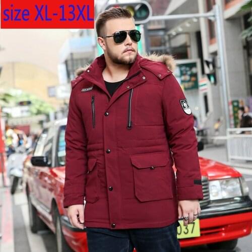 New Arrival Fashion Obese Men Down Jacket Extra Large Plush Coat White Duck Down Thick Casual Plus Size XL-8X9XL10XL11XL12XL13XL