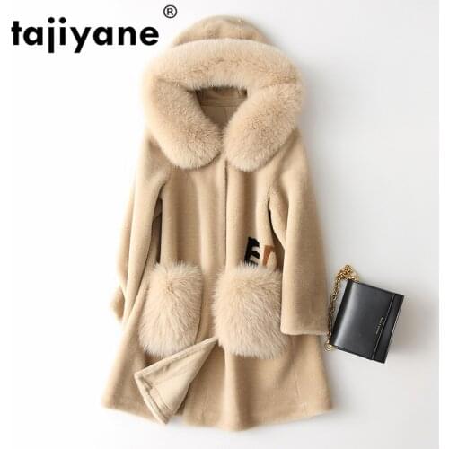 Fox Fur Hooded Real Fur Coat Autumn Winter Coat Women Clothes 2021 Korean Vintage 100% Wool Jacket Sheep Shearling Fur ZT3319