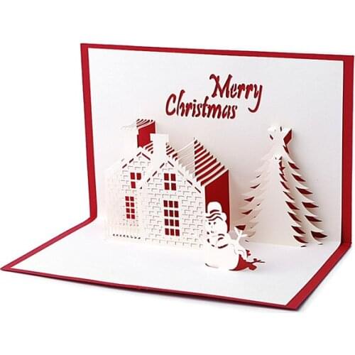 Handmade 3D Pop Up Holiday Greeting Cards Christmas Cottage Castle Thanksgiving