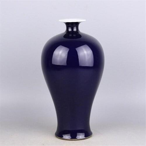 Qing Dynasty Qianlong Annual Blue and Monochromatic Glazed Plum Vase Handmade Antique Porcelain Collection