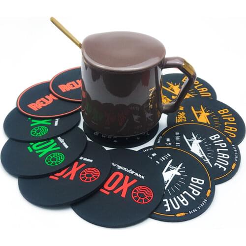 Promotion Gifts Lower MOQ Custom Logo Soft Rubber Coasters sets for drink Tableware
