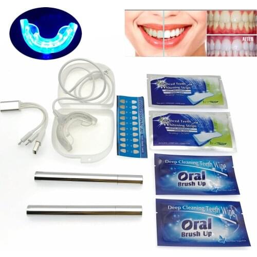 16 LED Teeth Whitening Pen Desensitize Strips Tooth Wipe Dust-Proof Box White Bleach Oral Dental Care Teeth Whitening Kit
