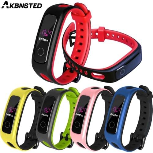 AKBNSTED Two-Color Soft Silicone Watch Band Wristband Bracelet Replacement For Huawei 4e/3E AW70/Honor 4 Running Smart Watch