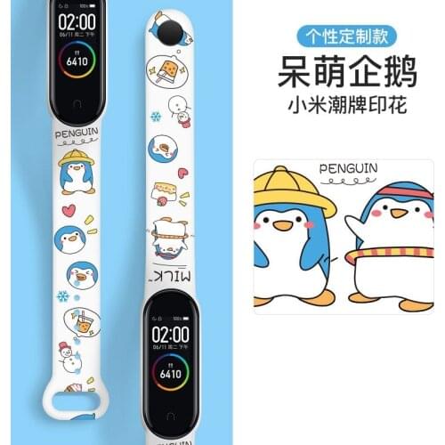 For Mi Band 6 5 4 3 Strap Silicone Cartoon Solo Loop Blet Pattern Xiao MI Watch Band Bracelet Smart Sports Fitness Wrist