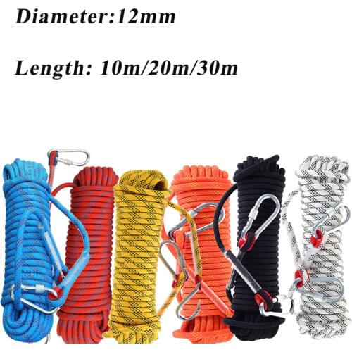 12mm 10/20/30m Climbing Rope Hook High Strength Emergency Fire Escape Rope Lifeline Rescue Rope Outdoor Survival Sport Safety
