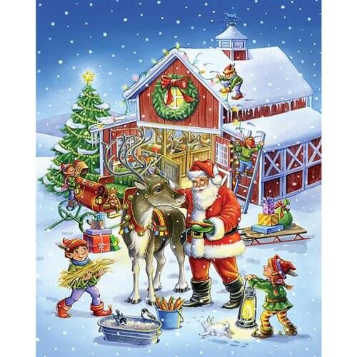 Brand New Square Round AB Diamond 5D Cross Stitch DIY Diamond Painting Merry Christmas Home Decoration Art Embroidery