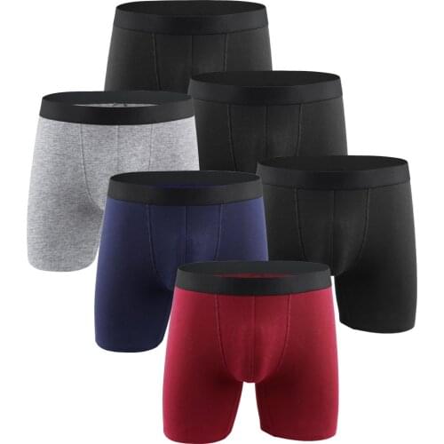 6pcs/lot Underpants Male Long Underwear Boxers Cotton Loose Under Wear Plus Size boxer homme Underwear Boxershorts Men Shorts