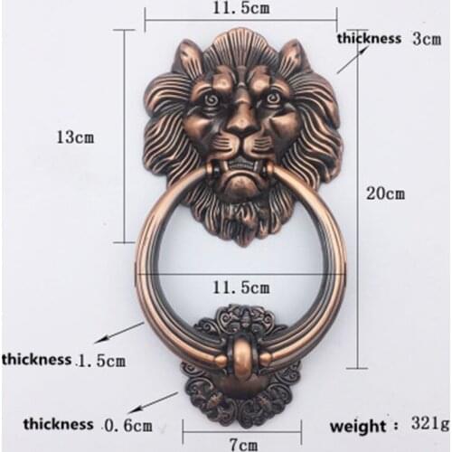 Vintage style wooden door knocker antique brass antique copper Lion head wooden door drop ring pull handle knob