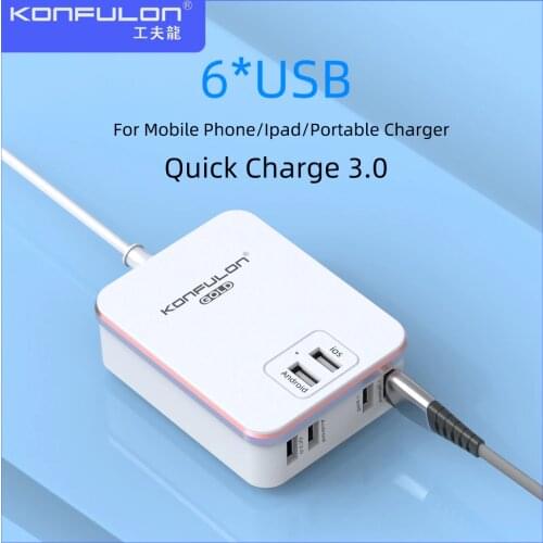 Quick Charge QC3.0 6USB Mobile Charger US UK EU Plug Desktop зарядное устройство Mobile Phone Quick Wall Charger For Iphone 12